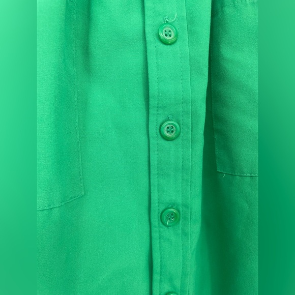 1980s Green Button Front A-line Casual Skirt High Rise Waist With Patch Pockets - Picture 5 of 9